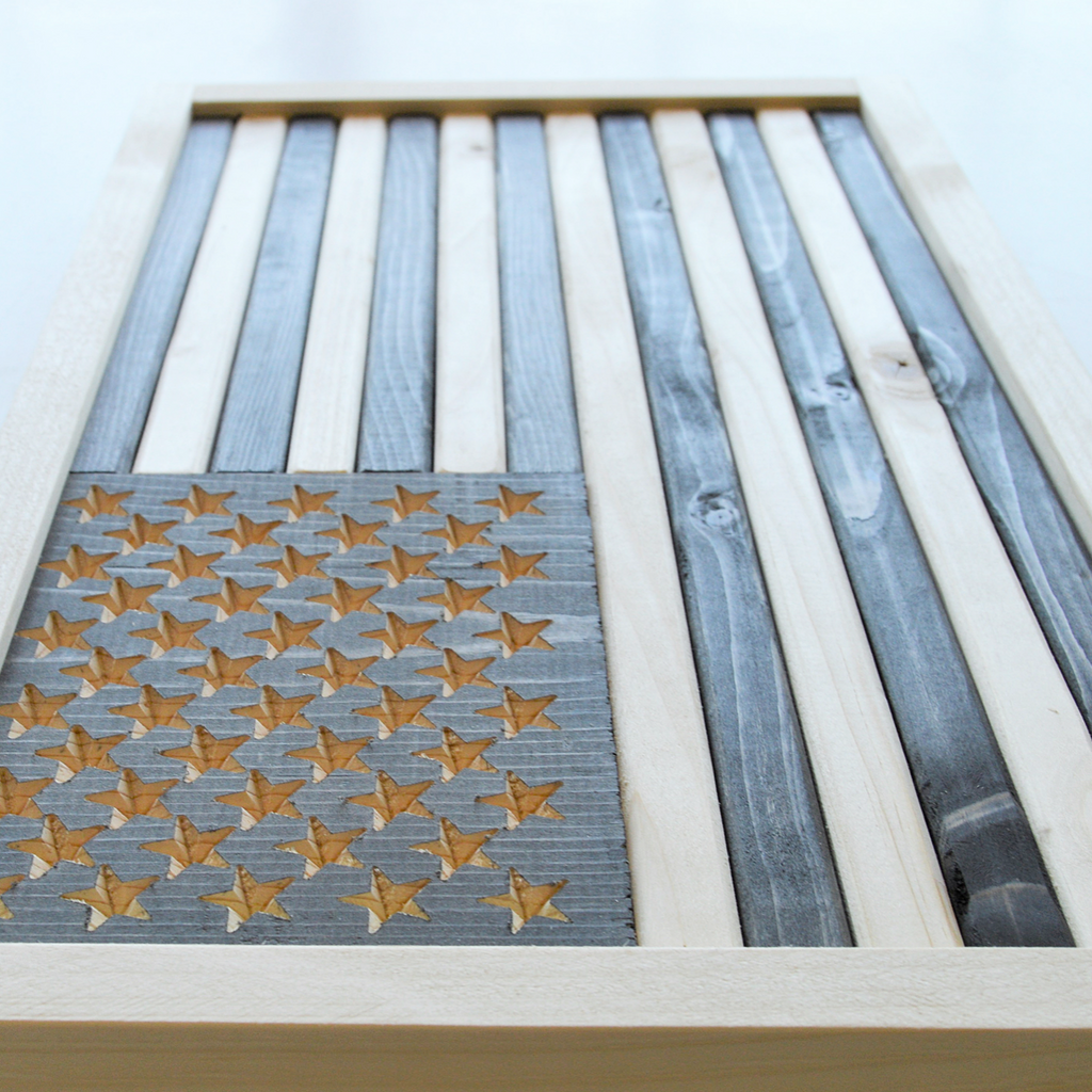 Wooden Natural Subdued American Flag